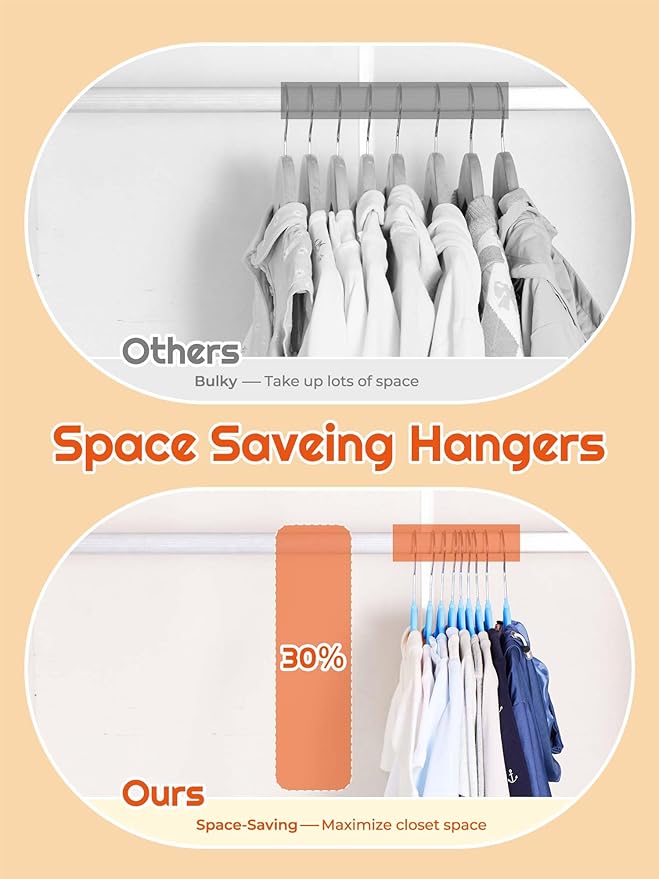 HOUSE DAY 14 Inch Kids Velvet Hangers 50 Pack, Durable Big Kids Hanger for Youth, Non Slip Kid Felt Hangers, Cute Childrens Hanger for Closet, Blue