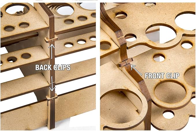 The Broken Token Modular Paint Rack w/ 35mm Holes - 45° Wedge - Multiple Organizer for Paint Bottles, Pots, and Brushes in Tiered Layout - Customize Your Pieces with Easy Organization & Access