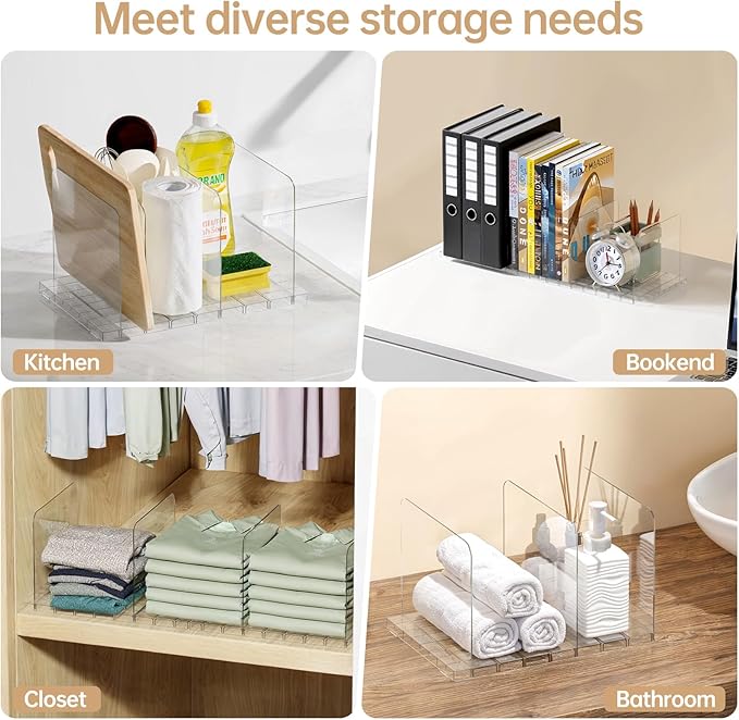 Purse Organizer for Closet, Stackable Handbag Storage Shelf, Adjustable Clear Shelf Dividers, Keep Clutch, Bag, Pocketbook Upright, for Bedroom