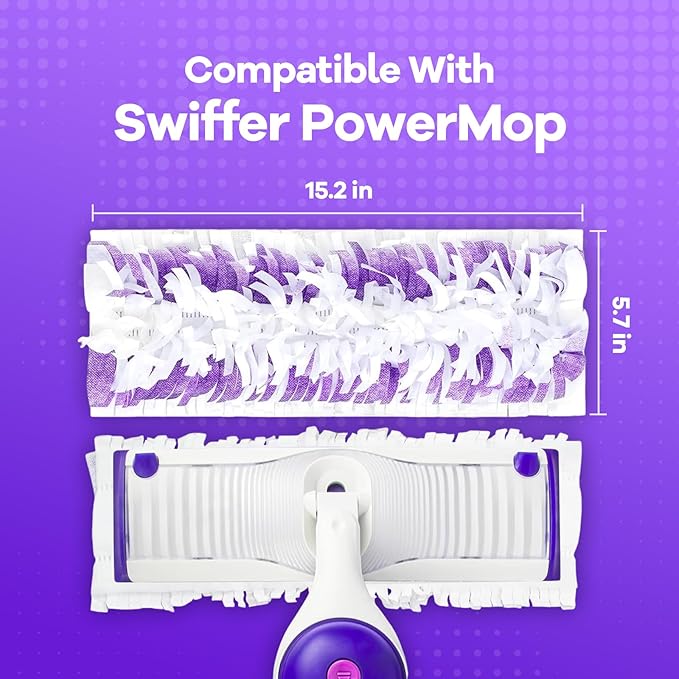 11 Pack Disposable Power Mop Pads Refills for Swiffer Power Mop,Multi-Surface Floor Cleaner for Tile, Vinyl, Laminate, Wood Floors - Safe for Kitchen, Bathroom & Home Use, Unscented