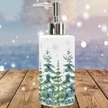 JarThenaAMCS Christmas Soap Dispenser Watercolor Xmas Tree Glass Hand Dispenser with Pump Refillable Liquid Soap Container for Winter Home Kitchen Bathroom Countertop