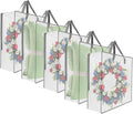 5 Pack Moving Bags, Wreath Storage Bag, Garland Container, Clear Storage Bags with Handles and Zippers Moving Bag for College Carrying, Bedding, Toys Organizer, Under the Bed Storage