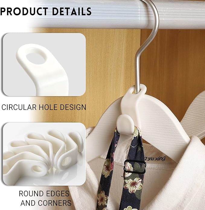 200PCS Hanger Hooks, Clothes Connector Hooks Space Saving Cascading Hangers White Closet Organizer Hanger Clips for Plastic Hangers