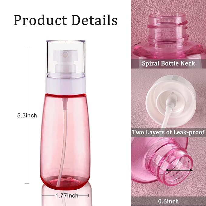 Cosywell Fine Mist Spray Bottles TSA Approved 3.4oz 100ml 8 Pack Leak Proof Travel Spray Bottle Empty Small Spray Bottles for Perfume Essential Oils Toners Rose Water Cosmetics （8PCS-4Colors）