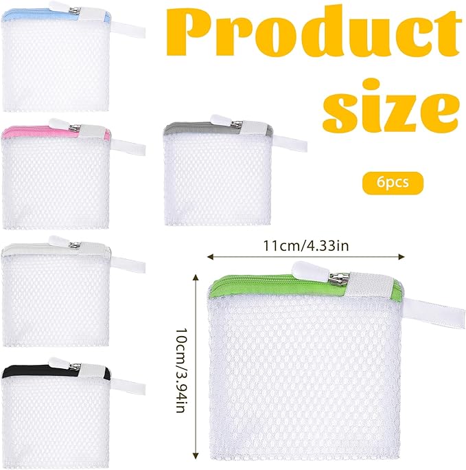 6 Pcs Small Mesh Laundry Bag Lingerie Bags for Washing Delicates for Delicates Washing Machine Underwear Washings Bag Small Foldable Wash Bags for Home Travel White 3.9 x 4.3 Inch