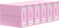 SheetCube Bed Sheet Organizers and Storage 6 Pack, Foldable Linen Closet Organizer with Window and Label, Bedding Folder Storage Box Container for Blanket, Duvet Cover Set, Bed Sheet Set - Pink