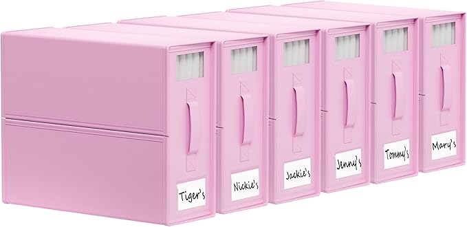 SheetCube Bed Sheet Organizers and Storage 6 Pack, Foldable Linen Closet Organizer with Window and Label, Bedding Folder Storage Box Container for Blanket, Duvet Cover Set, Bed Sheet Set - Pink