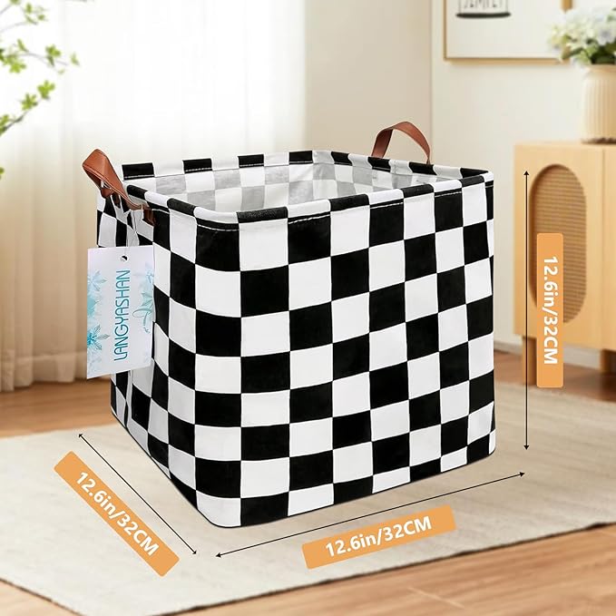 LANGYASHAN Square Storage Baskets Waterproof Canvas Children Laundry Nursery Hamper for Shelves Gift Baskets Toy Organizer Room Decor (Square Racing flag)