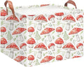 Rectangular Storage Basket Empty,Storage Bin with Handles,Room Decor,Gift Basket,Book Box(Watercolor Mushroom)