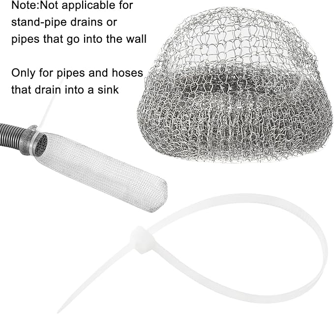 48 Pieces Lint Traps Washing Machine Stainless Steel Lint Snare Traps Laundry Mesh Washer Hose Filter with 48 Pcs Cable Tie