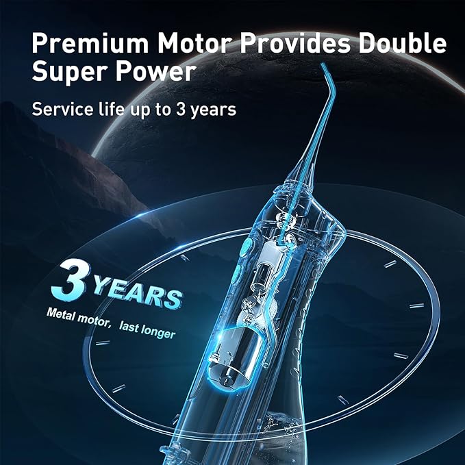 COSLUS Water Dental Flosser Teeth Pick C20(F5020E): Portable Cordless Oral Irrigator 300ML Rechargeable Travel Irrigation Cleaner IPX7 Waterproof Electric Flossing Machine for Teeth Cleaning, Green