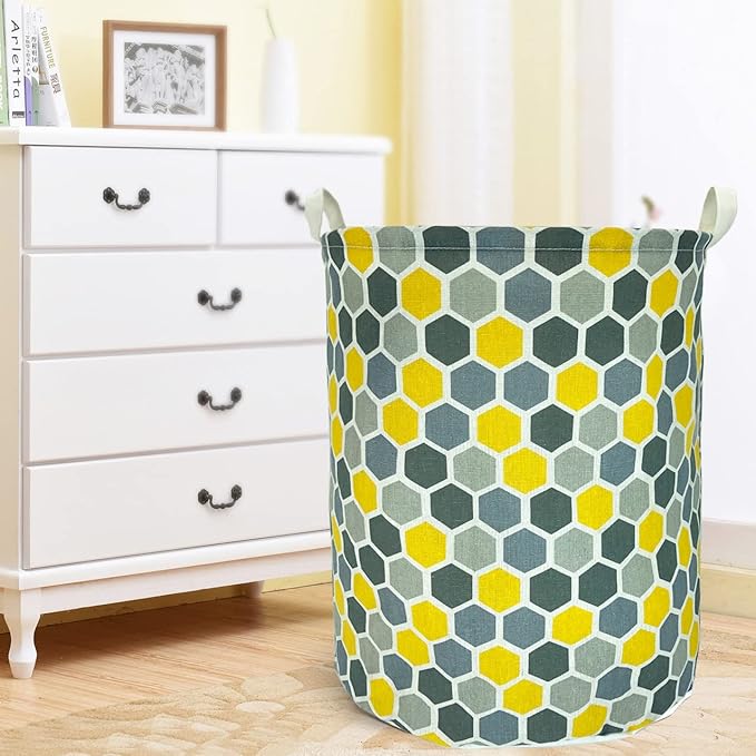 Merdes 19.7’’ Waterproof Foldable Laundry Hamper, Dirty Clothes Laundry Basket, Linen Bin Storage Organizer for Toy Collection (Honeycomb)