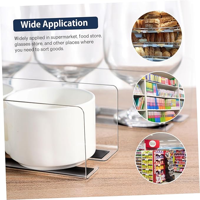 5 PCS Clear PVC Shelf Dividers, Magnetic Base for Positioning L-Shaped Plastic Retail Gondola Separators for Store Shelves, Convenient Store Goods Organization, and Shallow Wire Racks