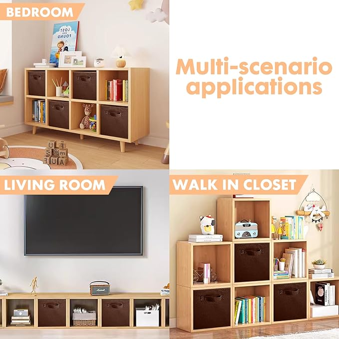 ShellKingdom Foldable Fabric Storage Cubes And Cloth Organizer Drawer For Closet And Toys, 6 Pack (Chocolate)