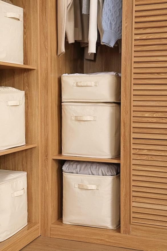 Decorative Basket Rectangular Fabric Storage Bin Organizer Basket with Handles for Clothes Storage