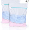 OTraki 12x16 Inch Mesh Laundry Bag 2 Pack Small Lingerie Sock Bag Washing Machine Soft Fine Mesh Zipper Laundry Bra Underwear Wash Bag for Home Travel Don't Drying, Melting 140-176℉ White