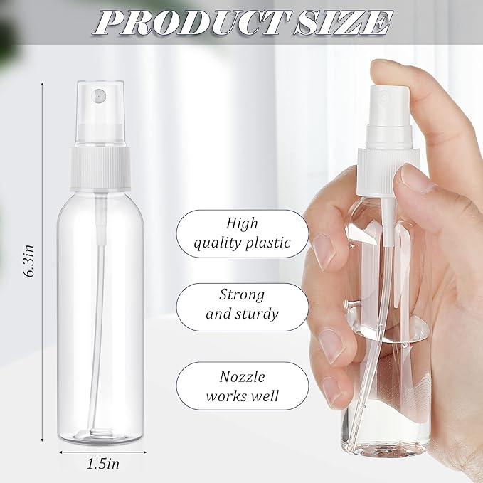 Nuogo 90 Pack 4 Oz Plastic Mini Spray Bottles Reusable Travel Size Perfume Refillable Mist Sprayer Empty Bottle for Essential Oil(Clear)