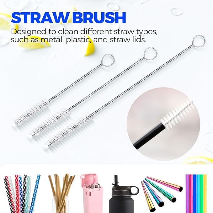 Holikme 6 Pack Dish Brush Set with Bottle Brush, Dish Scrub Brush, Pan Brush and 3 Straw Brushes, Deep Cleaning Handle Brush with Scraper Tip for Kitchen Sink Dishes Bottle Cup Pot and Pans (Yellow)