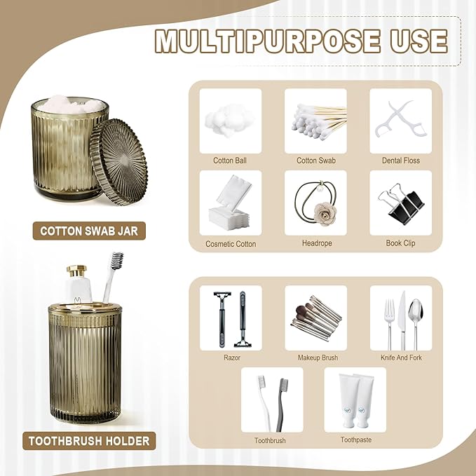 Brown Glass Bathroom Accessories 4 Pcs, Brown Bathroom Set, Soap Dispenser and Toothbrush Holder Set, Qtip Holder Set, Vintage Bathroom Sink Set, Modern Bathroom Decor
