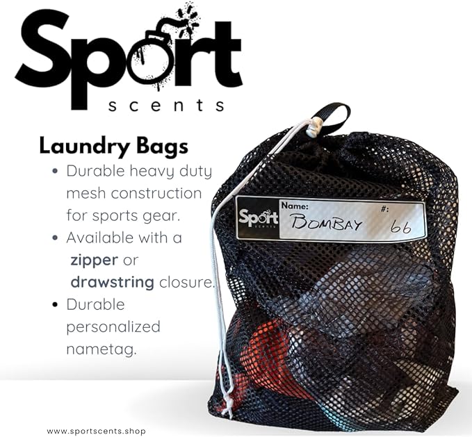 Heavy-Duty Mesh Laundry Bag – 18 x 24 inches with Personalized Name Tag for Dirty Clothes, Shoes, Wraps & Gym Gear – Travel Laundry Bag for Athletes – Zipper or Drawsting closure. (Drawstring Closure)