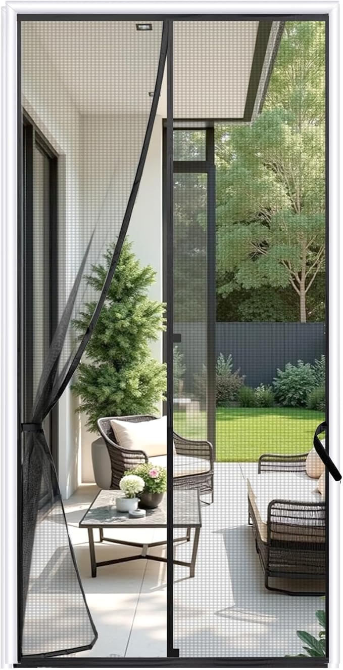 Sunolga 38 x 83 Inch Magnetic Screen Door, Fits Doors Size 36 x 82 Inch, Reinforced Fiberglass Screen Door Mesh with Full Frame Hook & Loop, Door Screen Magnetic Closure for Hands-Free