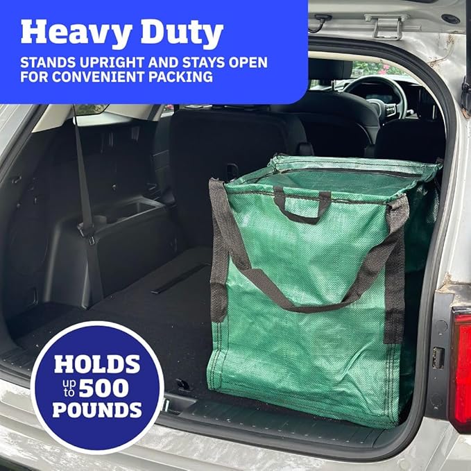 DURASACK Heavy Duty Storage Tote Bag with Zipper Top 22-Gallon Rugged Woven Polypropylene Moving Bag, Reusable Self-Standing Design, Holds up to 500 Pounds, Pack of 4, Green