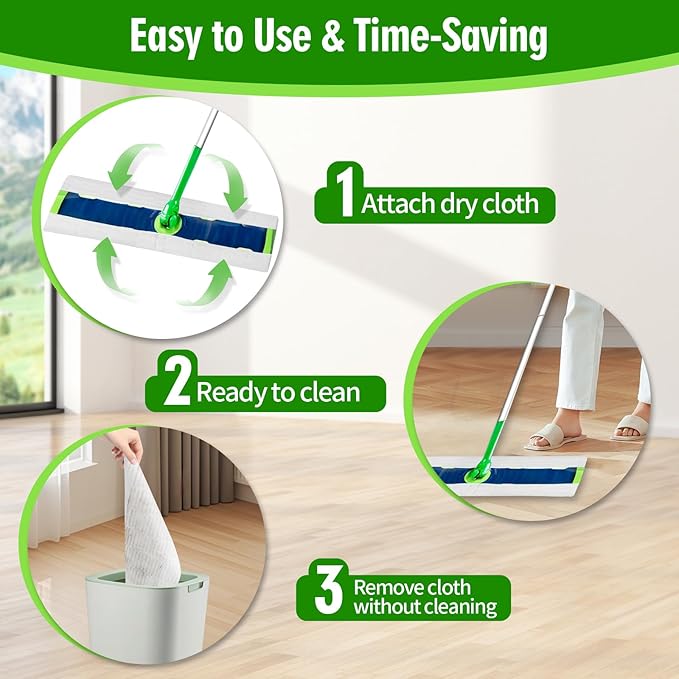 XL Dry Sweeping Cloths Compatible with Swiffer Sweeper XL Mop, Disposable Sweeping Dry Pads Refill, Dry Floor Cloths to Clean Dust, Dirt, Pet Hair, 60 Count