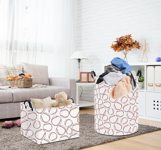 19.7" Laundry Basket,Kids Dirty Clothes Hamper,Waterproof Toys Storage Bin,Room Decor,Gift Baskets,Baby Nursery Hamper(Baseball)