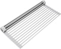 Surpahs 20.5 x 15.5 Inch Roll-Up Dish Drying Rack, Fits Across Sink Openings up to 19.5 Inches, Heavy-Duty Premium Silicone, Strong Support, Non-Slip, Heat-Resistant, Warm Gray