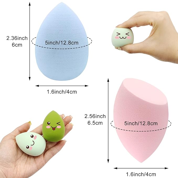 12 Pieces Professional Makeup Sponge Set,Latex Free Flawless Soft Setting Face Puffs,Multicolor Beauty Sponge Blender Cosmetic Applicator for Powder,Liquid,Facial Makeup Tools