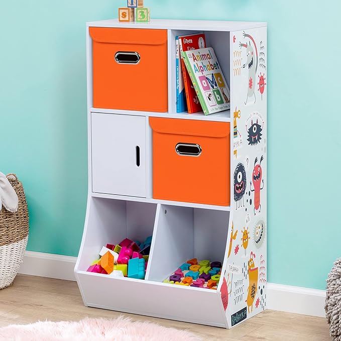 Closet Organizers Fabric Storage Bins With Lids Collapsible Cube Storages Organizer Basket With Handles,Storage Boxes for Clothes Storage,Office,Toys,3 Pack,（Orange