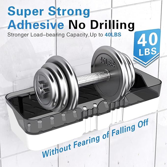 Shower Caddy No Drilling Shower Organizers with Soap Dish Toothbrush Holder and Hooks Plastic Detachable Large Bathroom Countertop Organizer