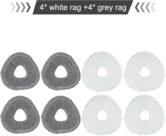 Reusable Washable Microfiber Mop Cloth for Narwal for Freo X for Ultra J4 for J4 Lite Robot Vacuum,4 White and 4 Gray