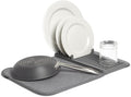 Umbra UDRY Rack and Microfiber Dish Drying Mat-Space-Saving Lightweight Design Folds Up for Easy Storage, Mini, Charcoal
