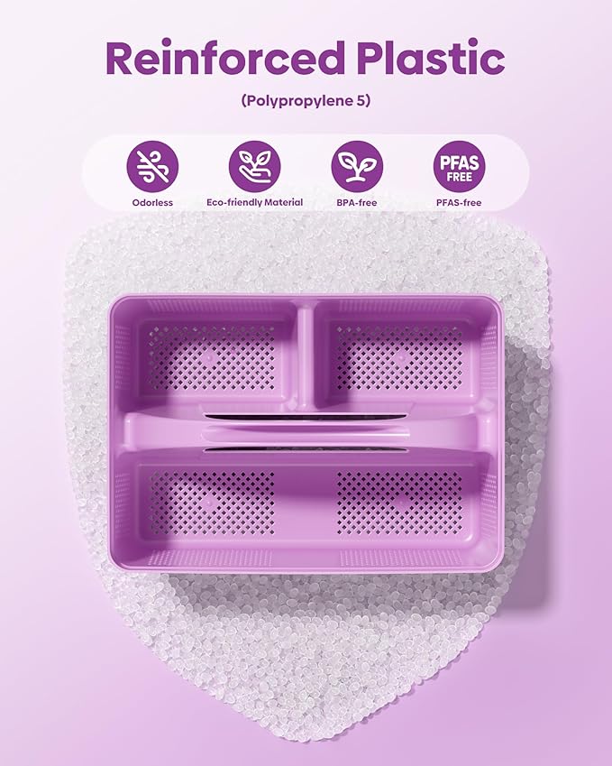 MLIKLU 4 Pack Portable Shower Caddy, Integrated Handle, Reinforced Plastic, Quick-Dry Ventilation Holes, Multi-purpose Storage Basket for Home, Dorm and Bathroom, Kitchen, Under Sink Storage, Purple