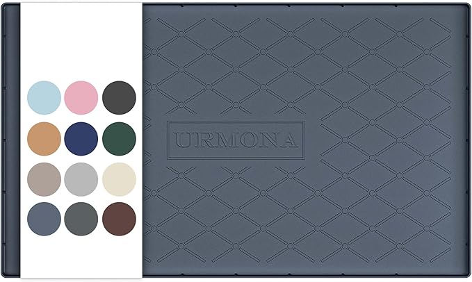 URMONA 37" x 22" Waterproof Silicone Mat in Multiple Sizes & Colors, Under Sink Mat for Kitchen & Bathroom, Pet Food Pad for Dogs & Cats, Kitchen Cabinet Liner, Multi-Purpose for Storage(Dark Grey)