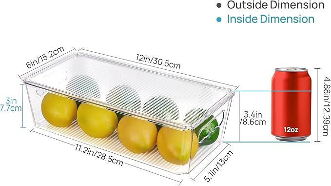 Vtopmart 8pcs Clear Organizers and Storage Bins with Lids, Stackable Plastic Storage Containers with Handles for Fridge, Freezer, Pantry, Cabinet, Kitchen Organization