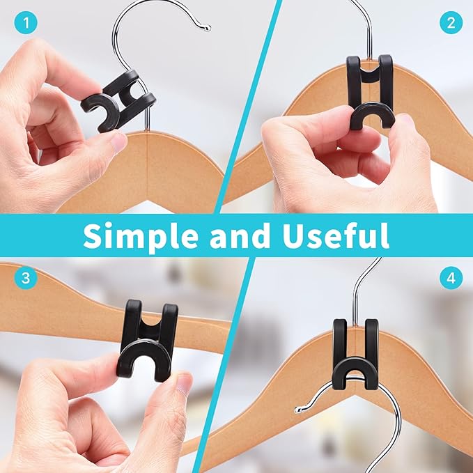 100PCS Clothes Hanger Connector Hooks,Space Saving Extender Hooks for Closet Organizer,Heavy Duty Plastic Hanger Connection Hooks Cascading Hanger Hooks Organizer,Black