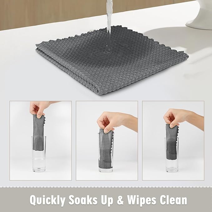 GLIMGLINT Waffle Weave Microfiber Towel,Lint Free Microfiber Cleaning Cloth for Household,Reusable Dish Towels,20Pack,11.5x11.5 Inch, (12 Grey, 8 White)