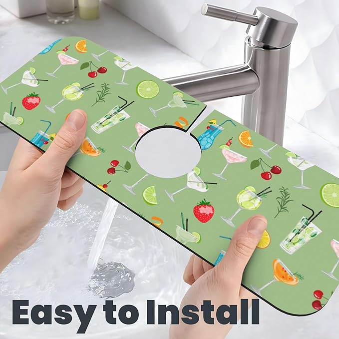 3Pcs Cocktail Dish Drying Mat & Kitchen Sink Splash Guard Faucet Mat For Kitchen Counter Absorbent Microfiber Dishes Pad Dish Drainer Rack Mats Fast Dry Kitchen Accessories