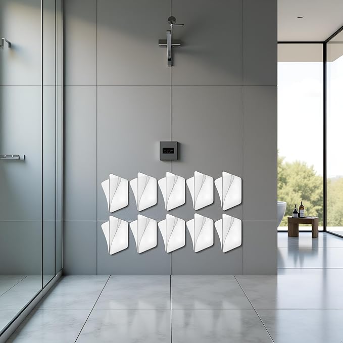 10Pcs Transparent Wall Mounted Replacement Sticky Pads for Kitchen Bathroom Shower Caddy Organizer Rack Holder Nail Free Adhesive Hooks, Shower Caddies, Shower Accessories (Double-Sided Sticker)