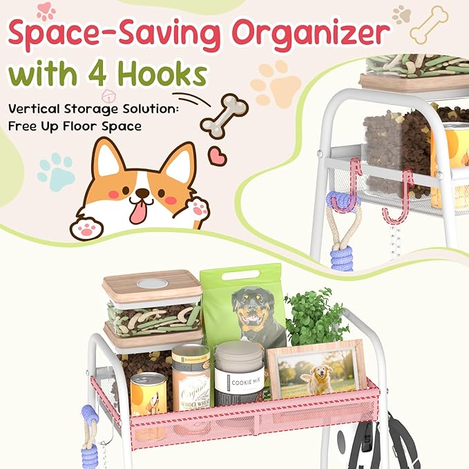 Medium Dog Toy basket, Toy Box for Dogs, Pet Toys Bin Dog Metal Wire Basket for Toys, Food Storage, Storage Organizer Chest Storage, Toy Box for Living Room Area (White)