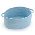 Baby Blue Cute Woven Storage Basket with Handle, Baskets for Gifts Empty, Gift Baskets for Valentines Day, Baby Shower, Burr, Raffle Fundraiser, Decorative Organizer Box for Baby Toy Pet
