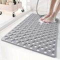 BREELEAM Non Slip Bathtub Mat and Shower Mat 31x17 inch,Bath Mat with Quick Dry Drain Holes and Suction Cups, Soft Comfortable Safe Bathroom Mat for Bath Tub, Floor, Tile (Grey)