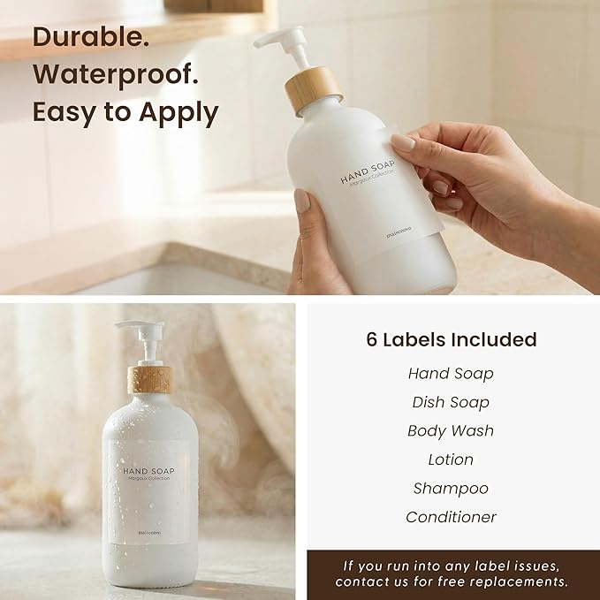 MaisoNovo Glass Hand Soap Dispenser | Dish Soap Dispenser for Kitchen | 16.9oz White Bottles with White Bamboo Pump | Bathroom Lotion Dispenser