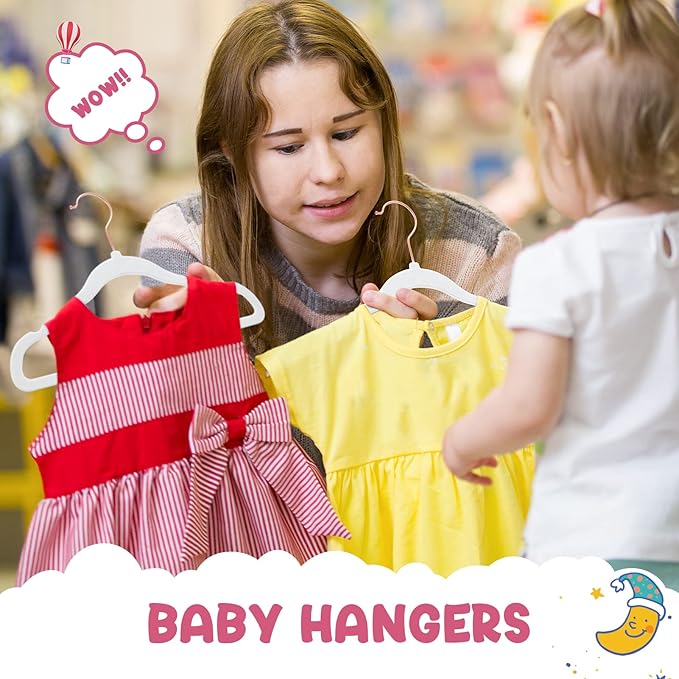 HOUSE DAY Velvet Baby Hangers for Closet, Kids Hangers Velvet 60 Pack, Non Slip Toddler Hanger 11.8 Inch, Durable Childrens Hanger for Newborn Baby Clothes- White