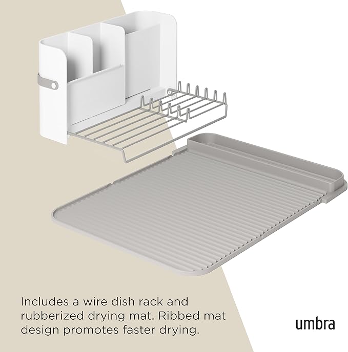 Umbra Sling Compact Dish Rack for Drying Dishes, Cutlery and More, Folds Away for Compact Storage