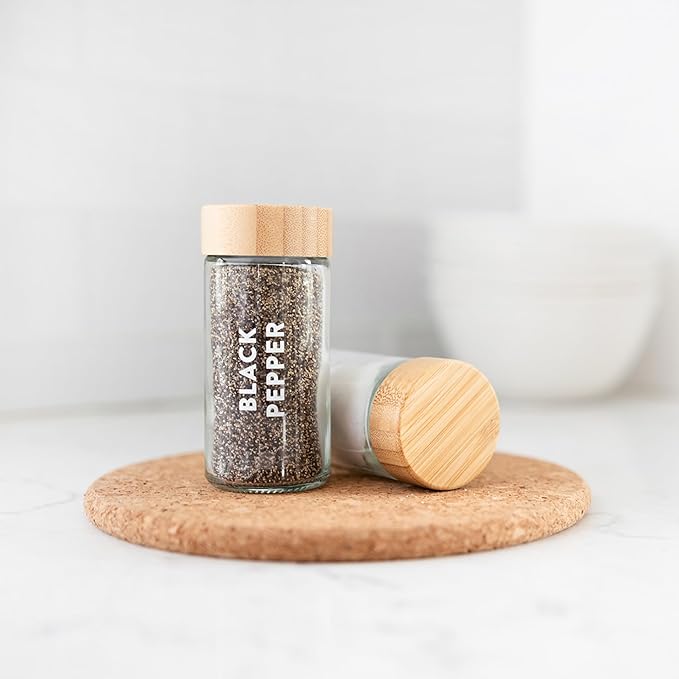 SAVVY & SORTED Spice Labels for Spice Jars, 168 Clear Spice Jar Label Stickers Seasoning Containers, Expiration Labels, Spice Organizer Herb Pantry Label