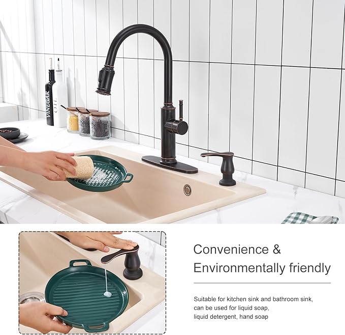 GAGALIFE Kitchen Sink Soap Dispenser Oil Rubbed Bronze, Under Sink Soap Dispenser with 40" Silicone Extension Tube Kit,Say Goodbye to Frequent Refills