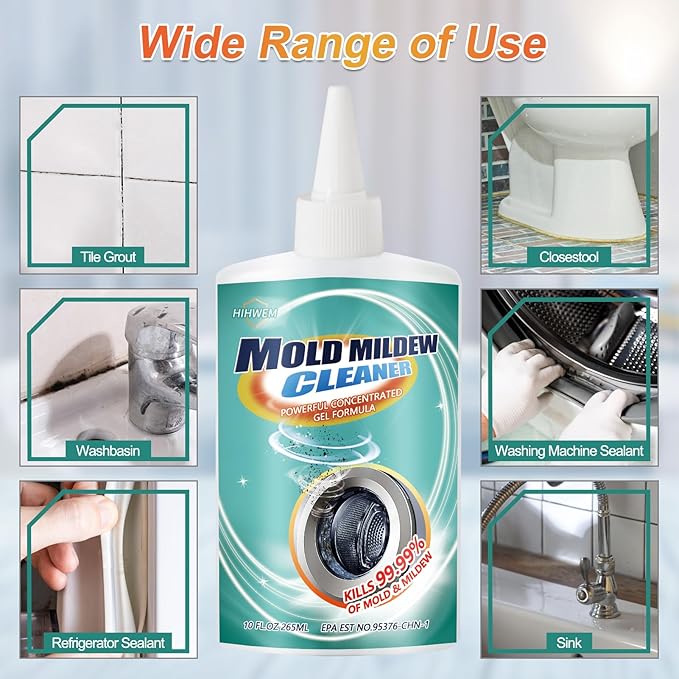 Mold Remover Gel,Household Mold Cleaner for Washing Machine,Refrigerator Strips,Grout Cleaner Best for Home Sink,Kitchen,Showers(2-Pack)